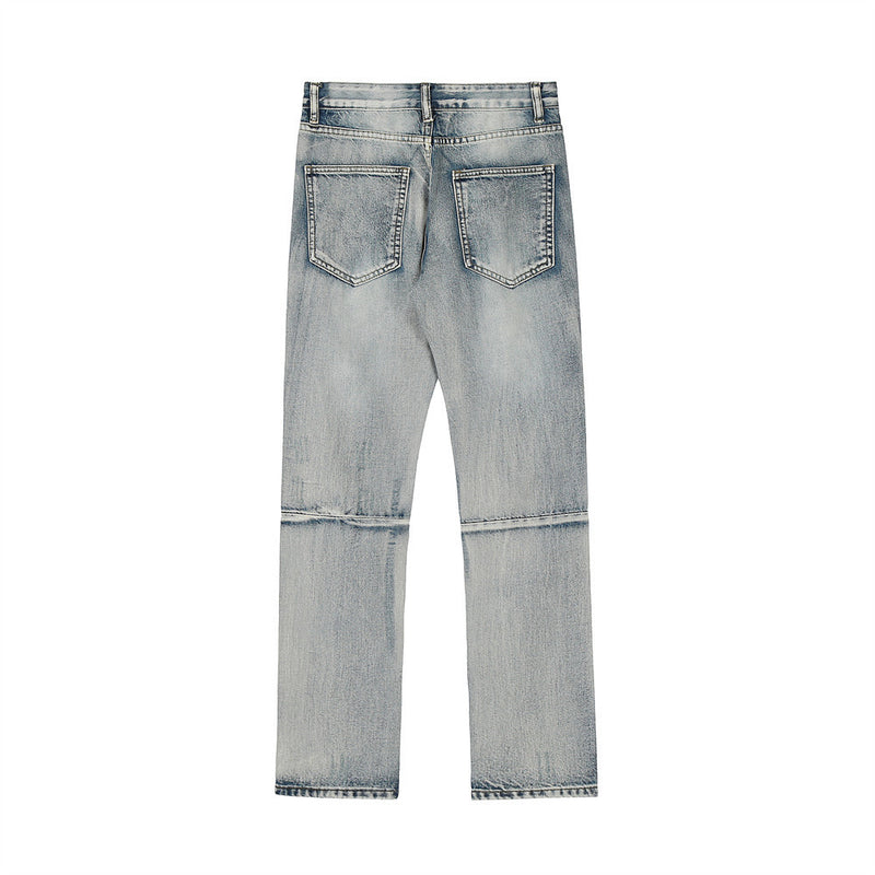 Men Jeans Make Old Ripped Zipper Slit