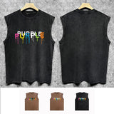 Purple Brand Distressed Tank T Shirts Distressed Sleeveless T-shirt Vest