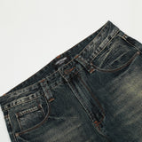 Men Jeans Retro Blue Loose-Fitting Casual