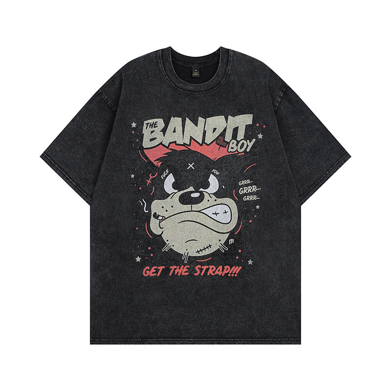 Men T-Shirt Vintage Neckline Short Sleeve Tee
