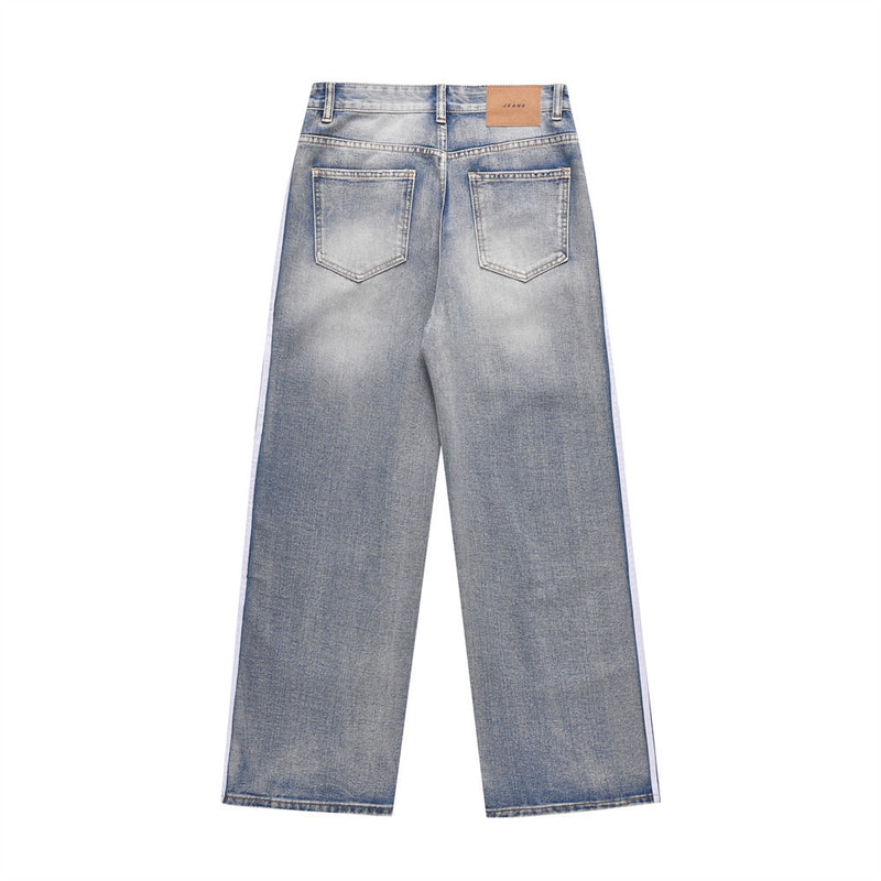 Men Jeans Casual Side Stitching Loose