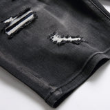 DSQ2 Short Jeans Ripped Patch Slim-fit Stretch Denim Shorts