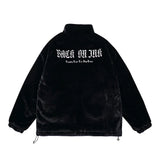 Men Cotton Padded Jacket Coat Letter Embroidered Cotton Jacket Men Winter Thickening Stand Collar Baggy Coat