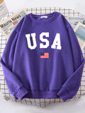 Usa American Flag Patriotic Street Hoody Women simple Oversize