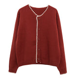 Women Knitted Cardigan Vintage Loose Sweater