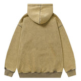 Men Fleece Lined Hoodie Letter Embroidery Washed and Worn Hooded Sweater Men's Loose Street Pullover Hoodie