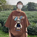 Men T Shirt Rabbit Print Summer Versatile Oversize