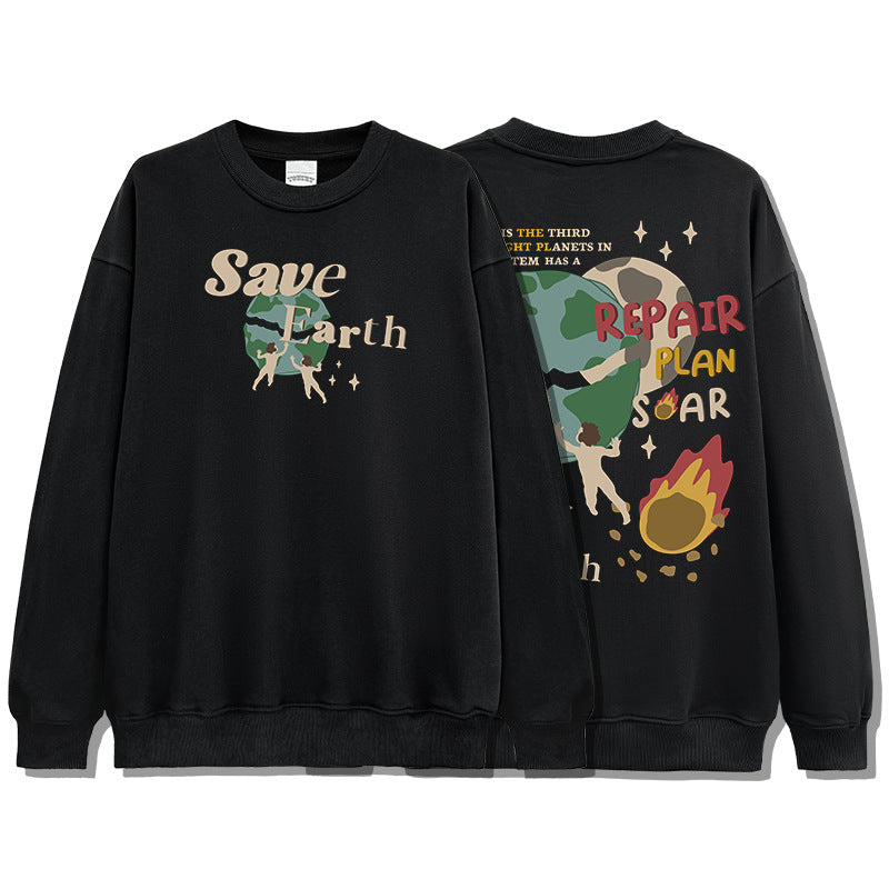 Unisex Long Sleeve Shirt Crew Neck Sweater High Street Loose