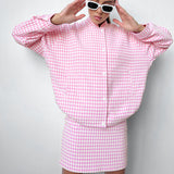 Women Co-Ords Woolen Plaid Autumn and Winter
