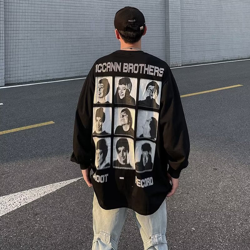 Men's T Shirt Retro Portrait Printing Loose