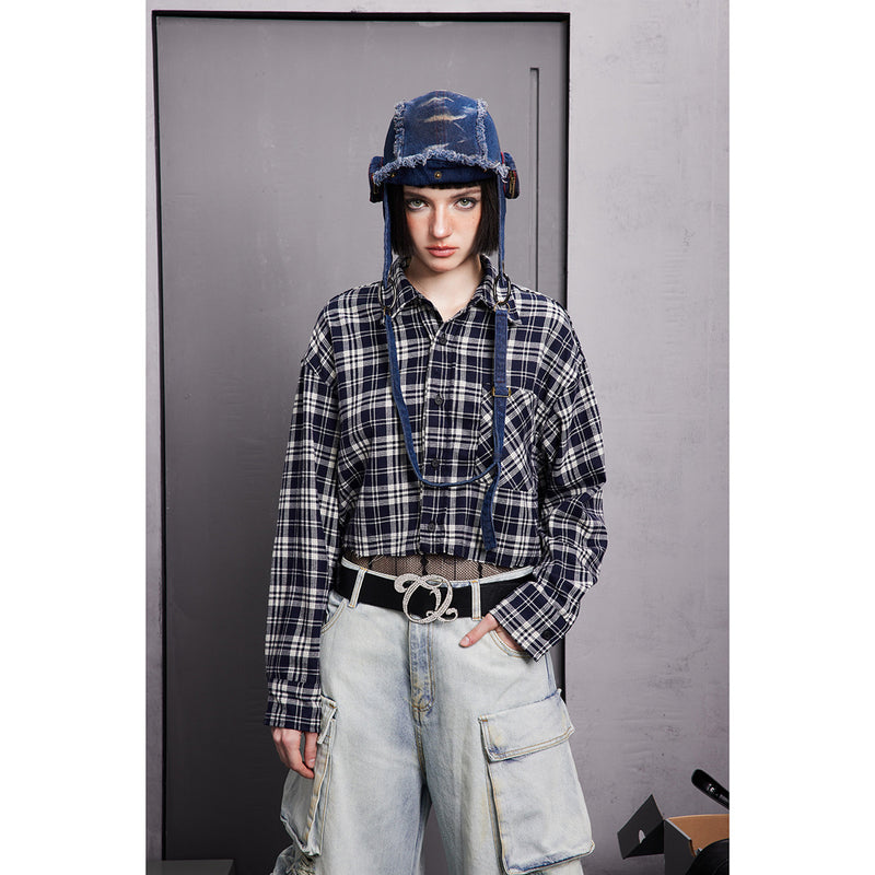 Unisex Shirt Loose Plaid Coat