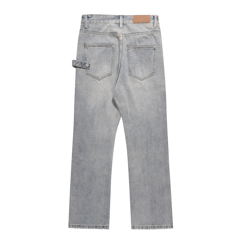 Men Jeans Distressed Casual Zipper Slit