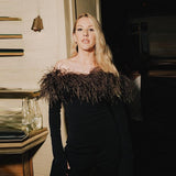 Women Dress Ostrich Feather Elegant Dress