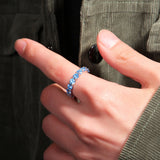 Rings Fashion Hip Hop Ring Sea Blue Zircon St. Valentine's Spectrum