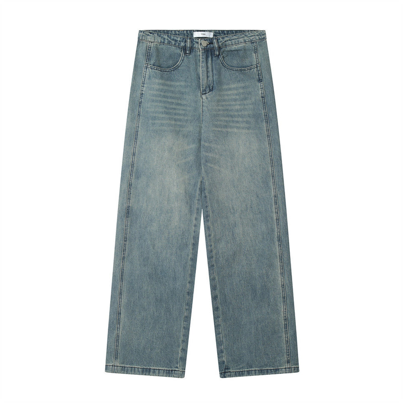 Men Jeans Stitching Loose Casual Distressed
