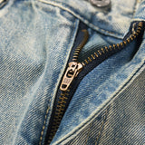 Men Jeans Bright White Faded Loose Casual Retro