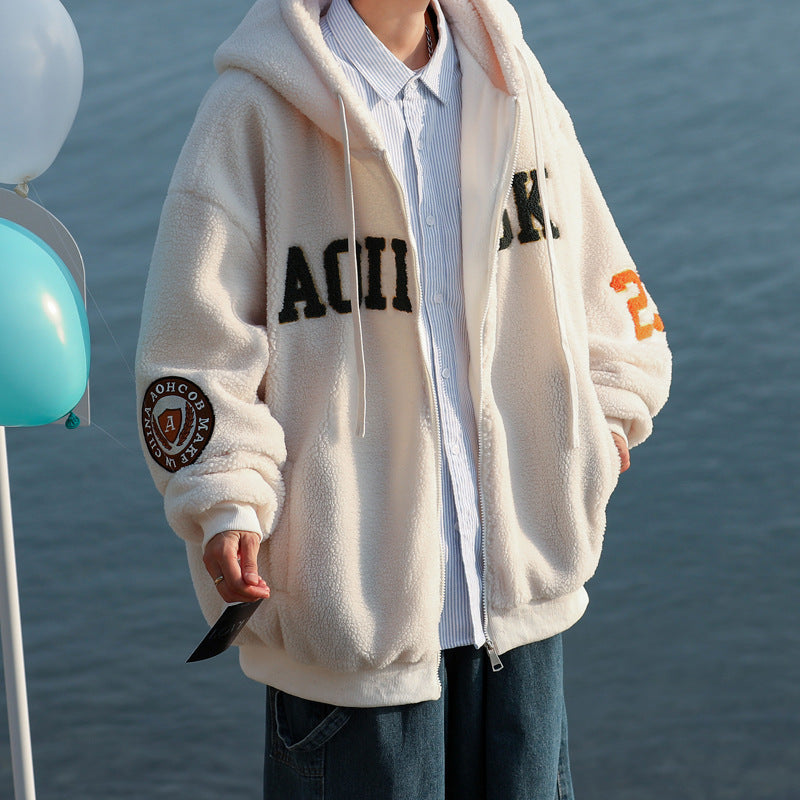 Men Cotton Coat Lambswool Baggy Coat Winter