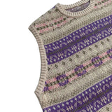 Kapital T Shirt Hitian Hehong Bone Skeleton Ethnic Retro Flower Stripe Knitted round Neck Vest