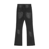 Men Jeans Zipper Slit Bell-Bottom Pants Pleated