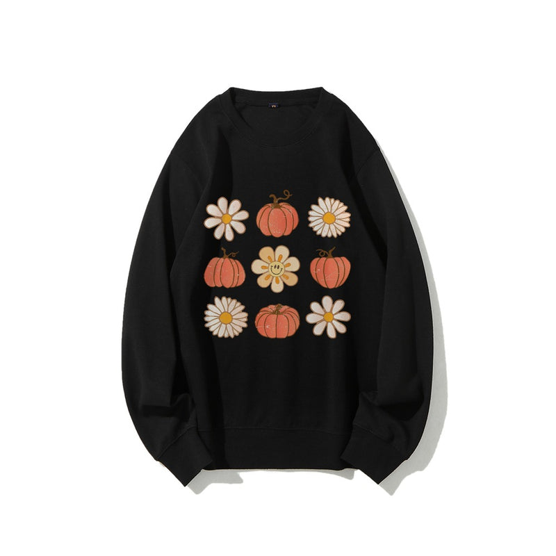 Flowers And Pumpkins Sweatshirt Pumpkin Fall Tee Cozy Autumn