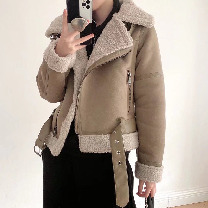 Women Cotton Coat Suede Imitation Lamb Wool