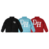 Men Cotton Mixed Jacket Coat Letter Printed Cotton-Padded Jacket Male Loose Casual Warm Cotton Coat