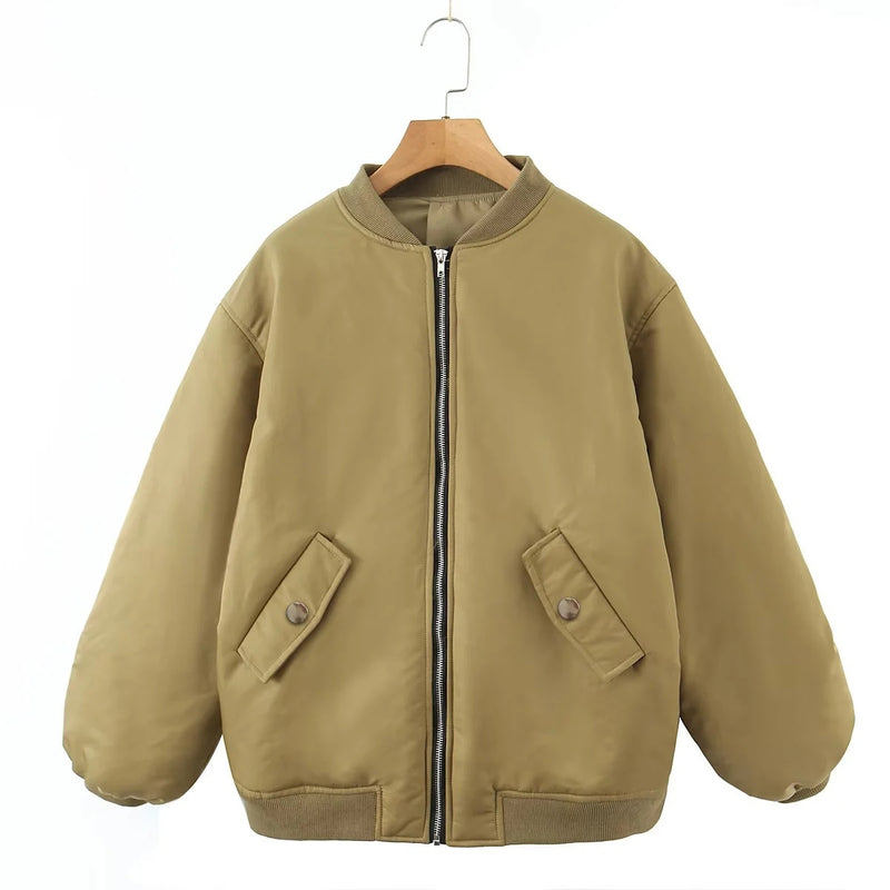 Women Cotton Coat Idle Style Loose Zip Warm