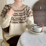 Women Pullover Sweater Vintage Stripe Sweaters