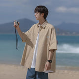 Men Shirts Short Summer Loose Teen Leisure