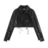 Women Jackets Cropped Leather Coat