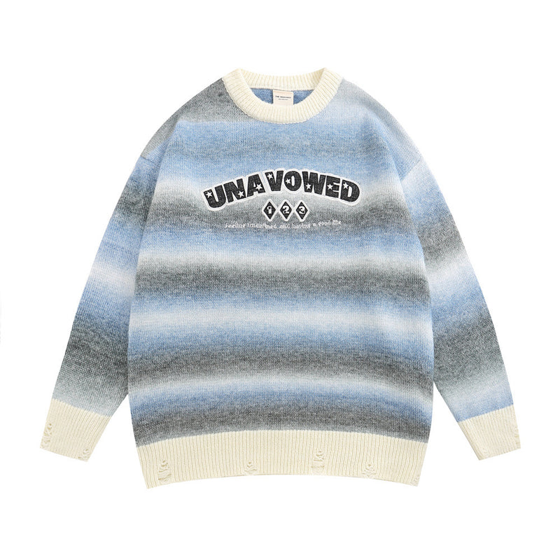 Men Sweater Striped Jacquard Knitted Sweater
