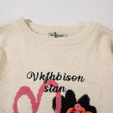 Men Sweater Love Pattern Jacquard Embroidery Velvet Sweater