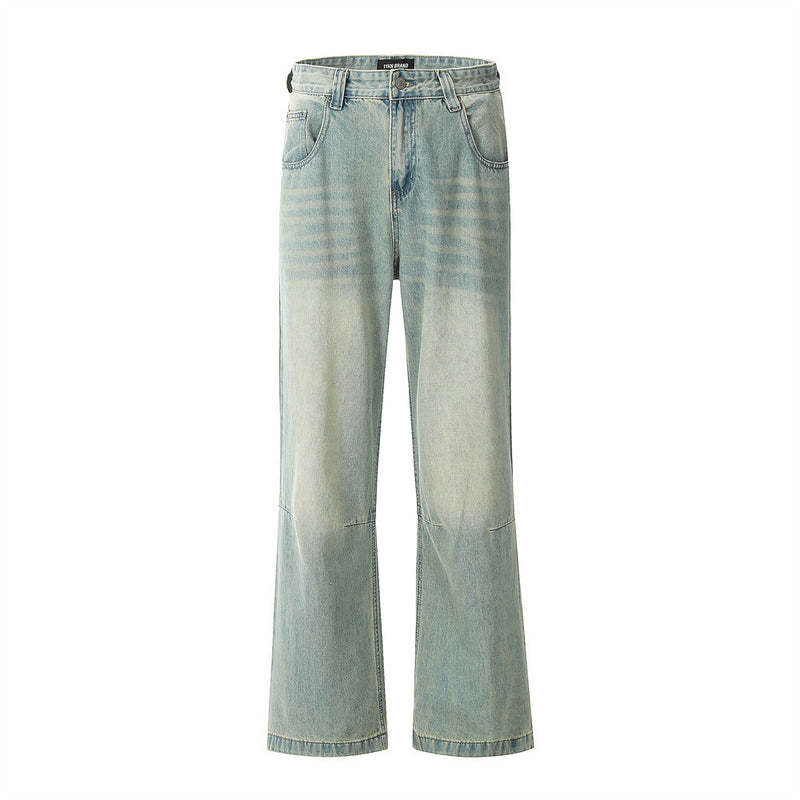 Men Jeans Bell-Bottom Pants Loose Retro Leisure