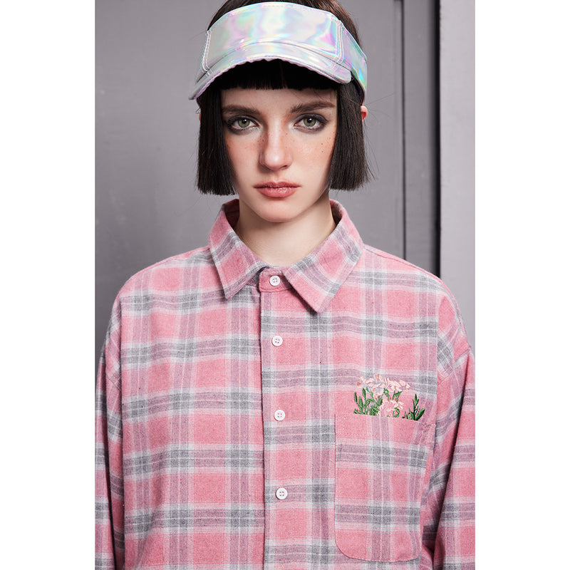 Unisex Shirt Retro Loose Plaid Shirt