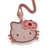 Jewelry ins Wind Cat Necklaces Copper Zircon Gold Sweet Pendant Twist Chain Necklaces Hello Katie St. Valentine's