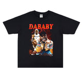 Rock Star T Shirt Rap Dababy Personality Character Print T-shirt Short Sleeve Loose Cotton