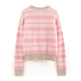 Women Sweater Gradient Color Striped Knitted All-Matching Casual Sweater