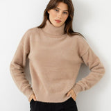 Women Work Business Casual Sweats Knitted Mink-like Loose Turtleneck Sweater