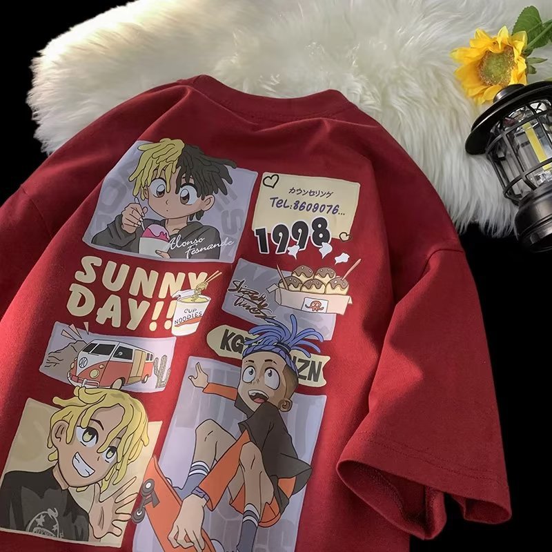 Men T Shirt Cartoon Large Size Loose