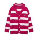 Women Sweater Striped Knitted Cardigan Idle Style