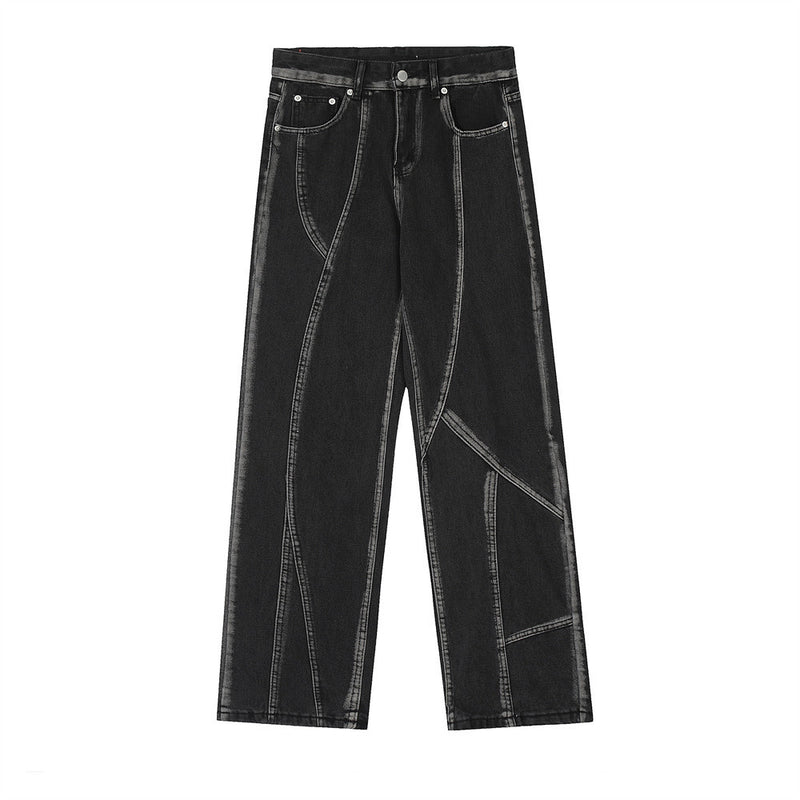 Men Jeans Niche Stitching Line Design