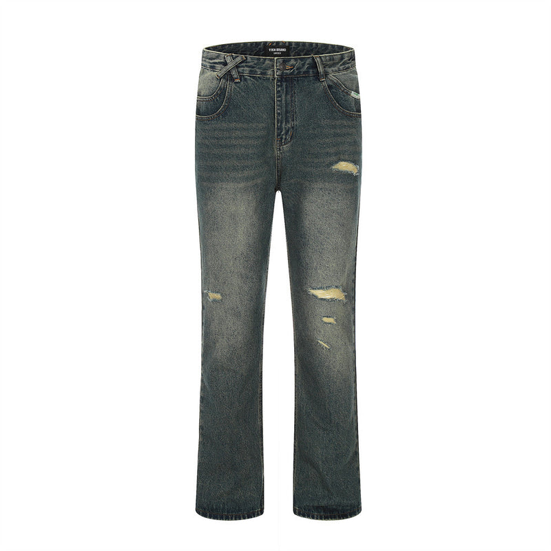 Men Jeans Loose Hole Old Leisure