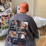 Men T Shirt Vibe Summer Vintage Cartoon Print Loose