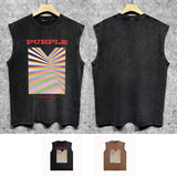 Purple Brand Distressed Tank T Shirts Distressed Sleeveless T-shirt Vest