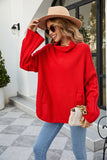 Women Pullover Sweater Solid Color Loose-Fitting Large Size Turtleneck Sweater