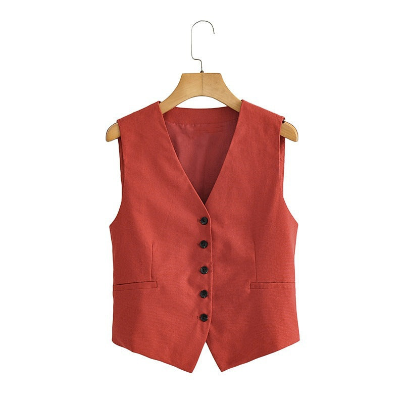 Women Vest Fashion Buckle Vest