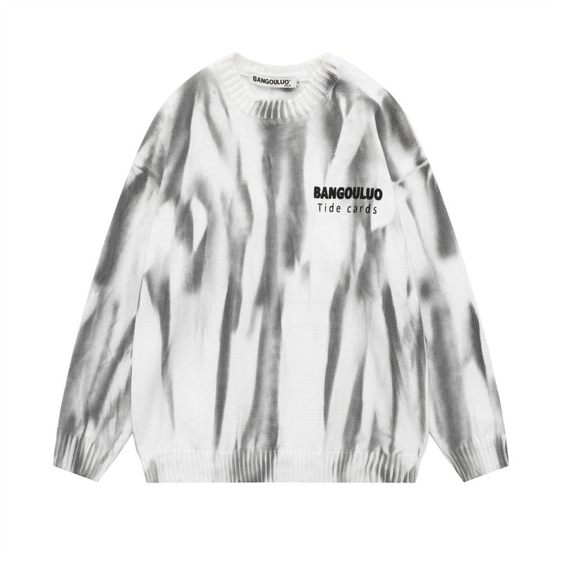 Men Sweater Tie-Dye Sweater Loose-Fitting Casual round-Neck