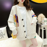 Women Knitted Cardigan Fashion Loose Preppy Style Sweater