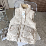 Women Cotton Coat down Jacket Vest Loose Lapel