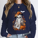 Watercolor Pumpkin Spooky Ghost Print Sweatshirt Hoodie Wome